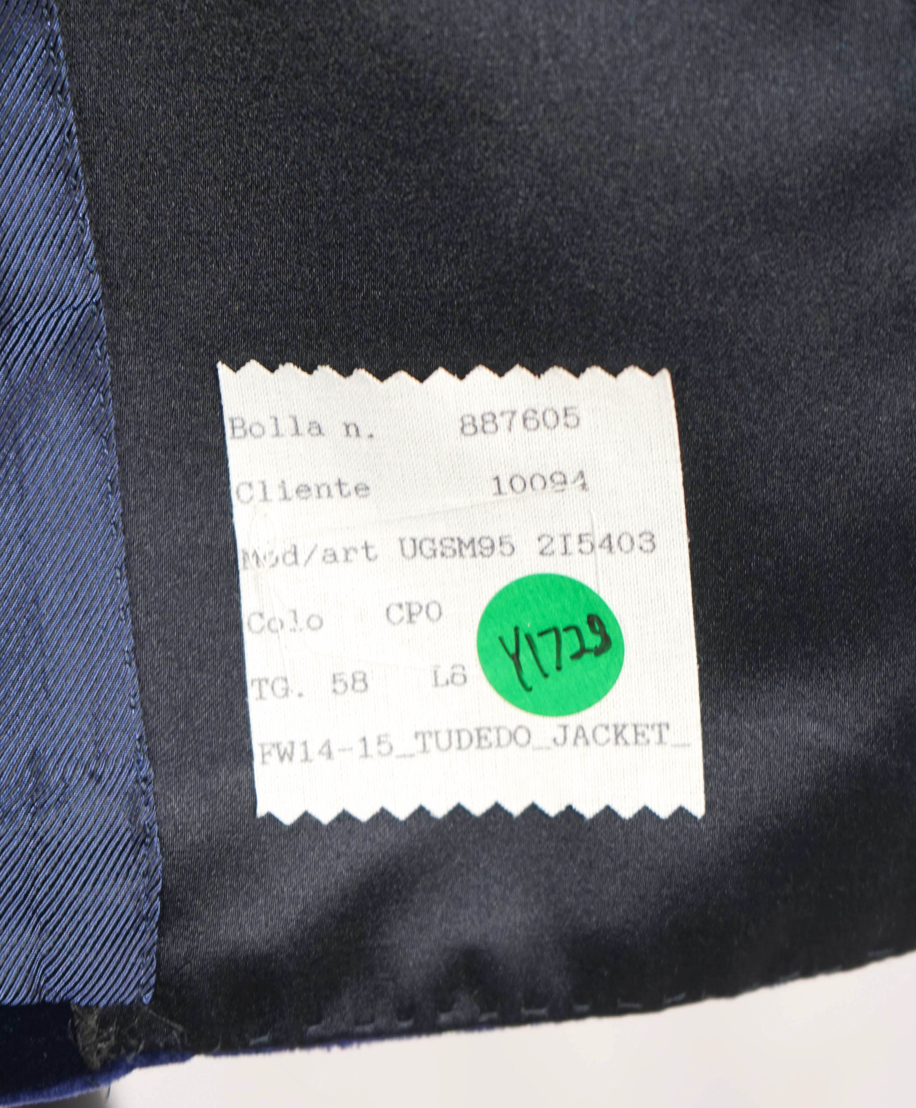 $10,000 KITON - Navy Velvet Shawl Double Breasted Dinner Jacket Blazer - 48L