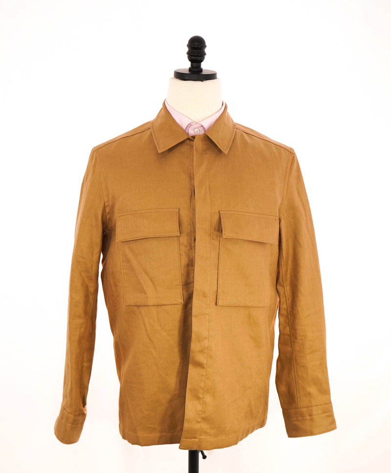 $1,690 ERMENEGILDO ZEGNA - OASI Linen Tan/Neutral Over Shirt Chore Jacket - M