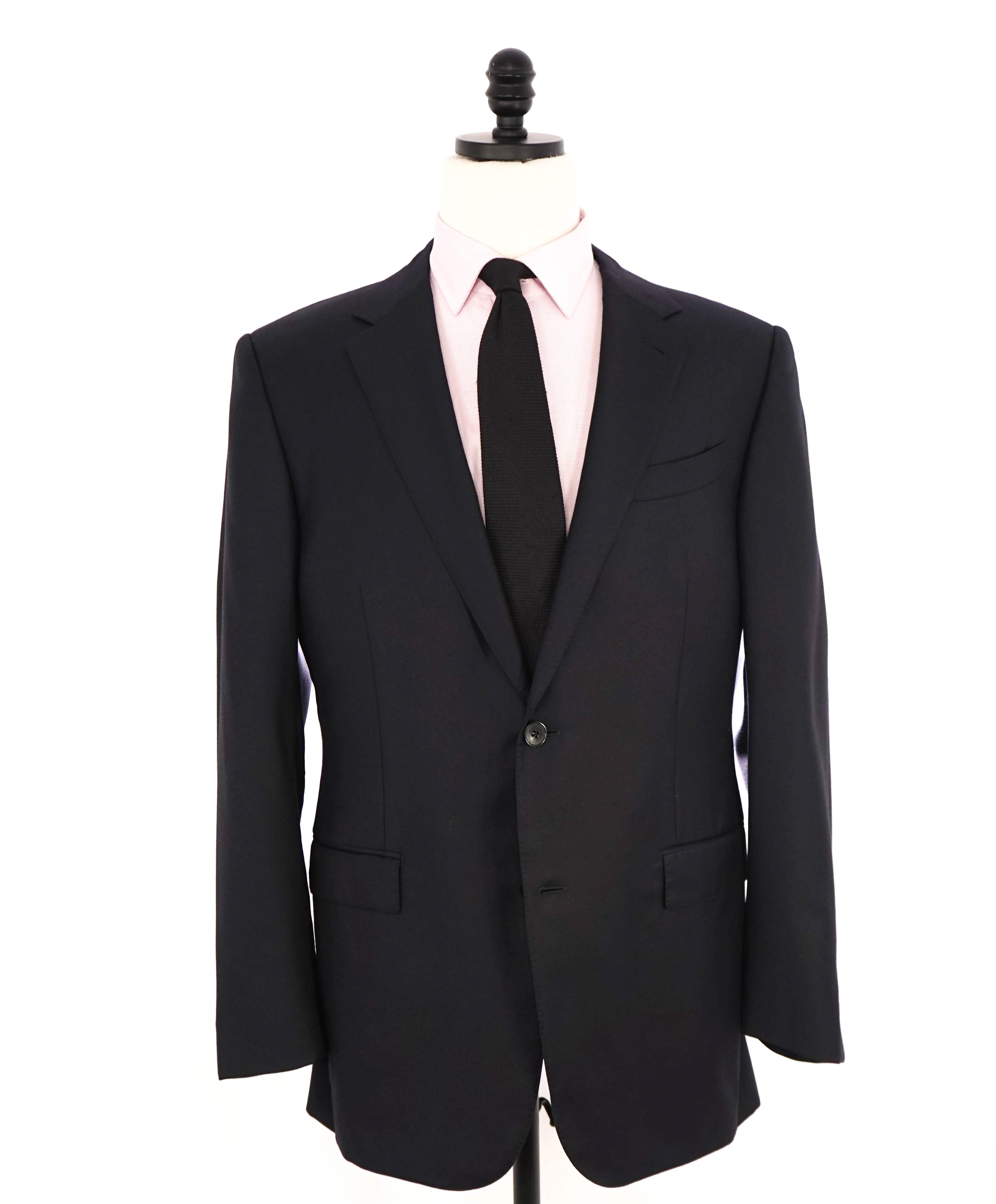 $3,495 ERMENEGILDO ZEGNA -"TROFEO" Classic Solid Navy Blazer - 44L