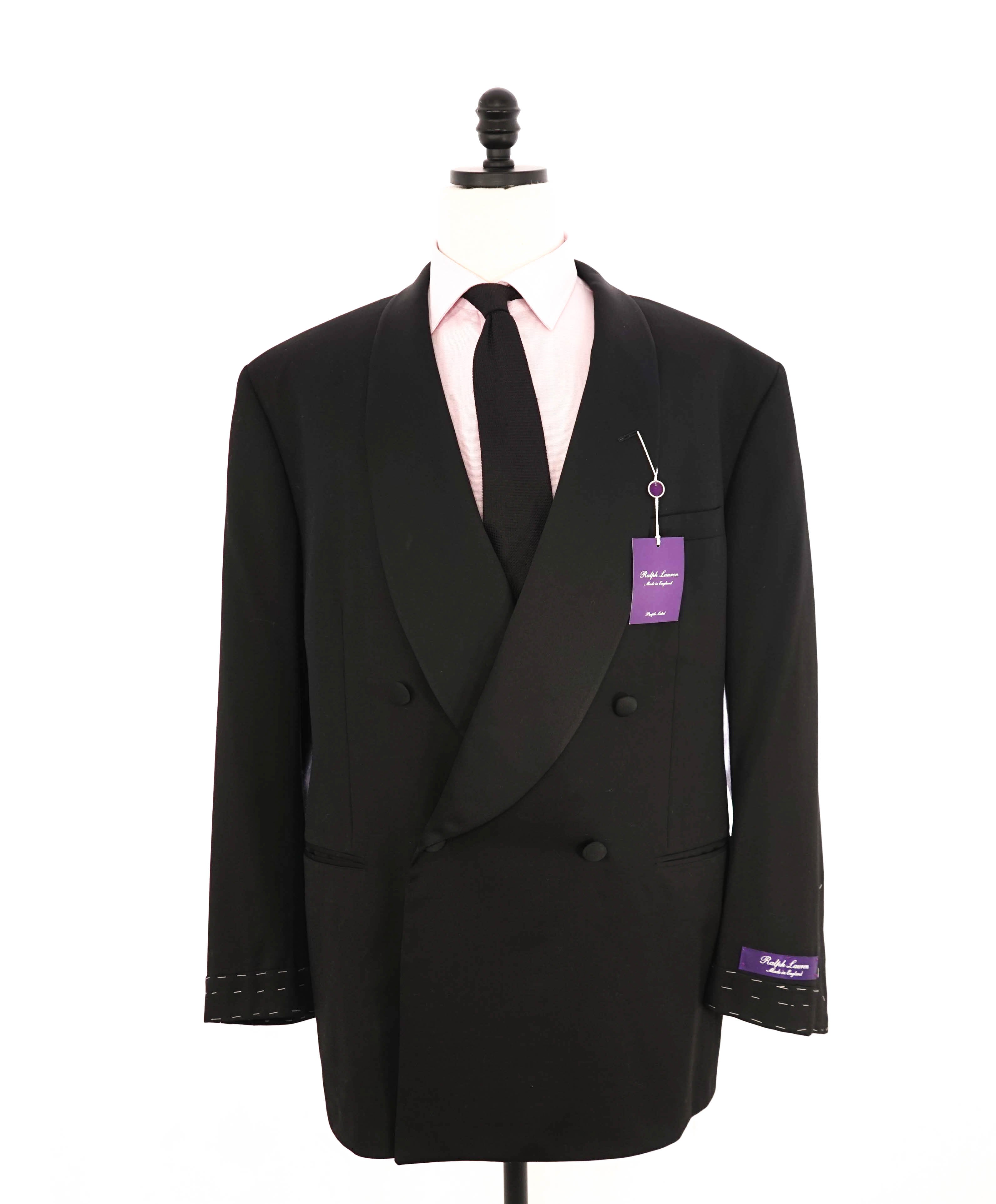 RALPH LAUREN PURPLE LABEL - Black "DOUG" Shawl Collar Double Breasted Dinner Jacket - 48L