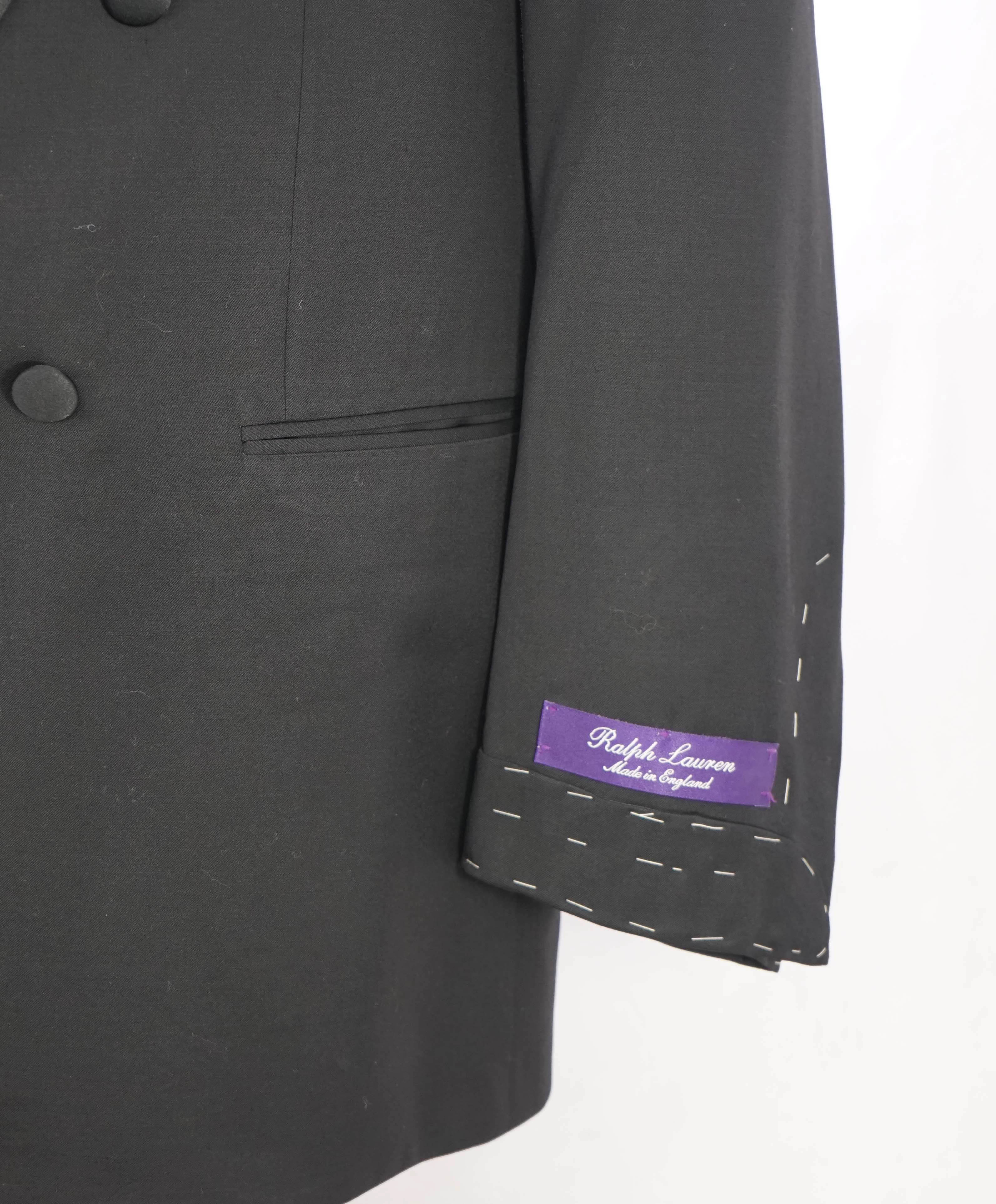 RALPH LAUREN PURPLE LABEL - Black "DOUG" Shawl Collar Double Breasted Dinner Jacket - 48L