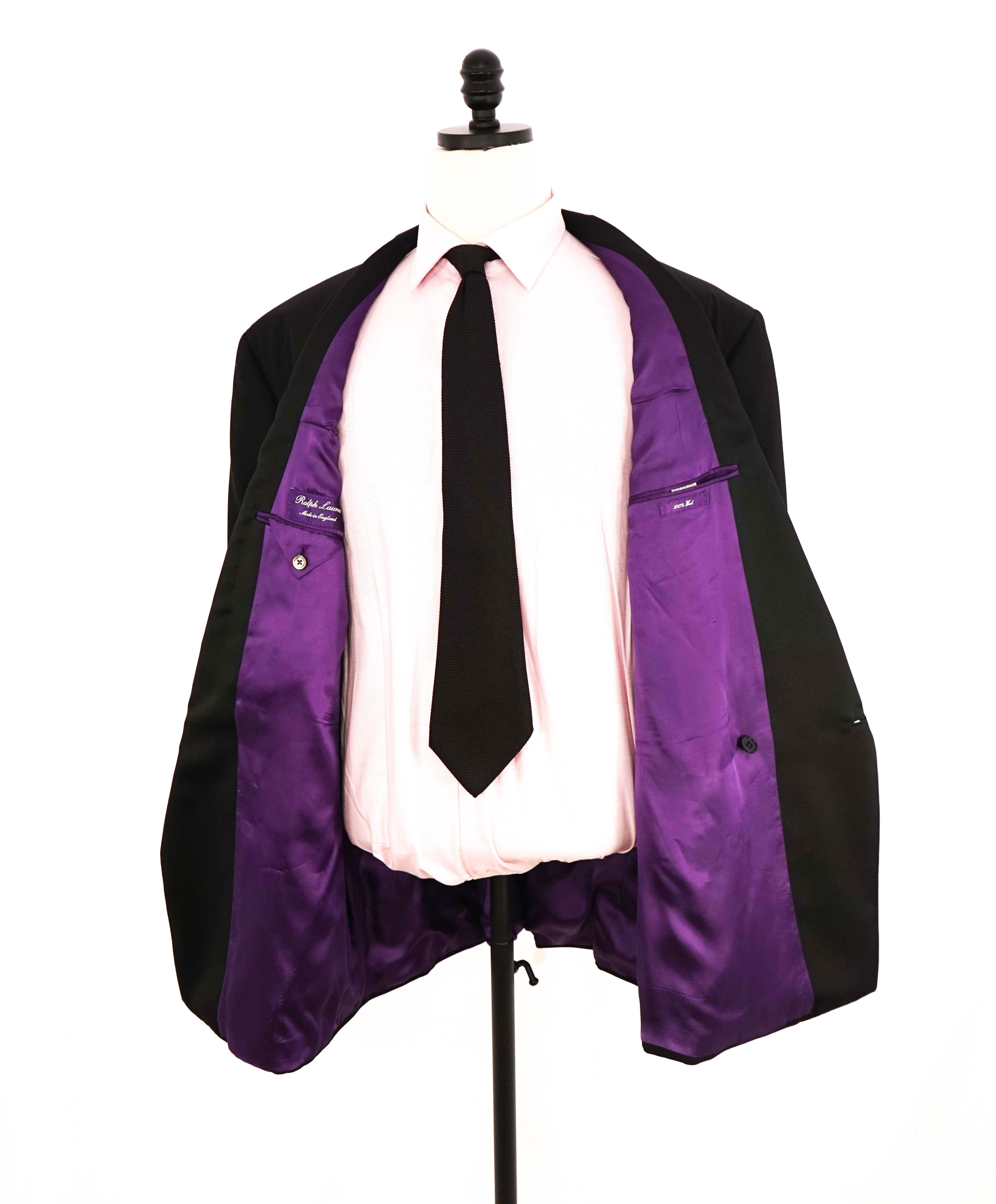 RALPH LAUREN PURPLE LABEL - Black "DOUG" Shawl Collar Double Breasted Dinner Jacket - 48L