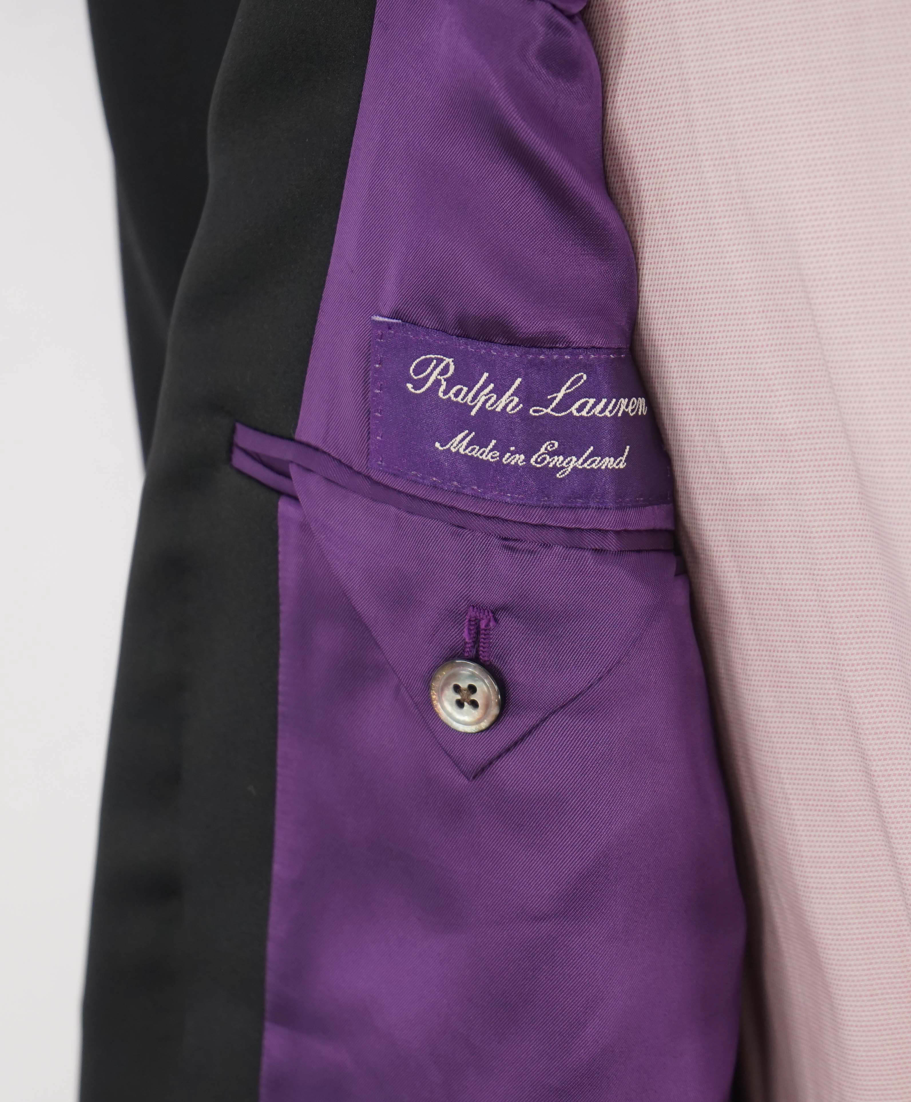 RALPH LAUREN PURPLE LABEL - Black "DOUG" Shawl Collar Double Breasted Dinner Jacket - 48L