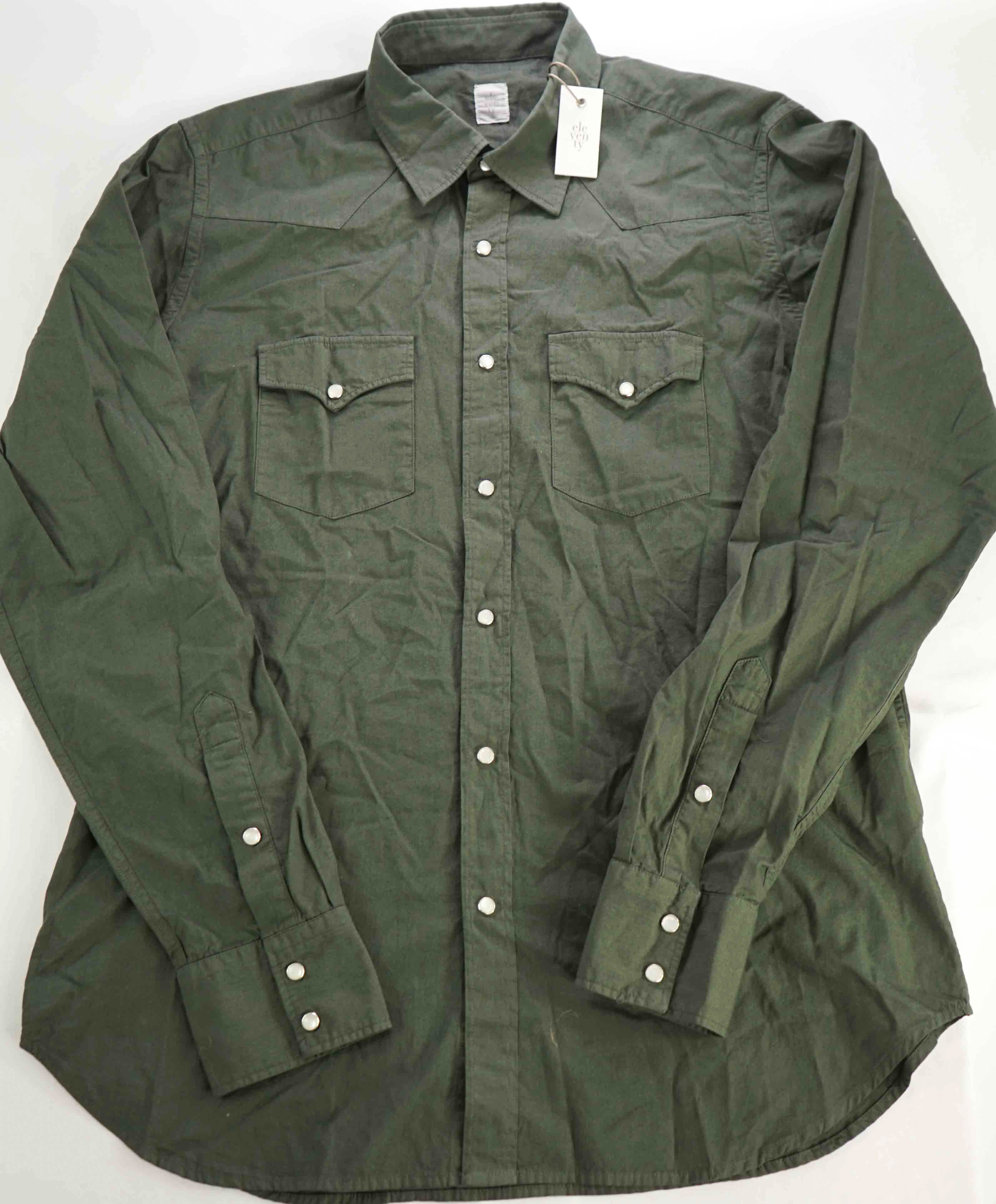 $395 ELEVENTY - Green *Snap Front* Snap Texas Style Western Shirt - L