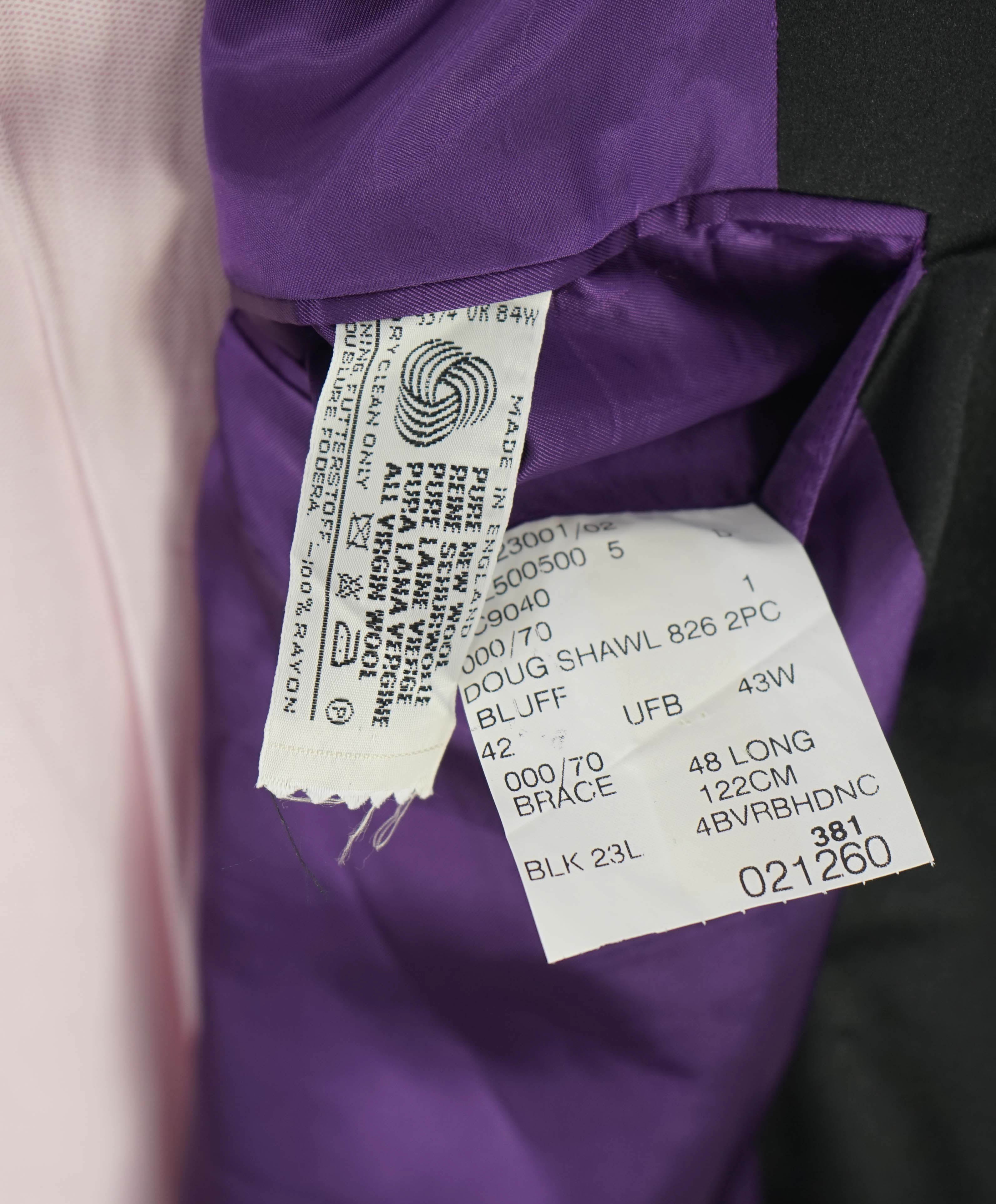 RALPH LAUREN PURPLE LABEL - Black "DOUG" Shawl Collar Double Breasted Dinner Jacket - 48L