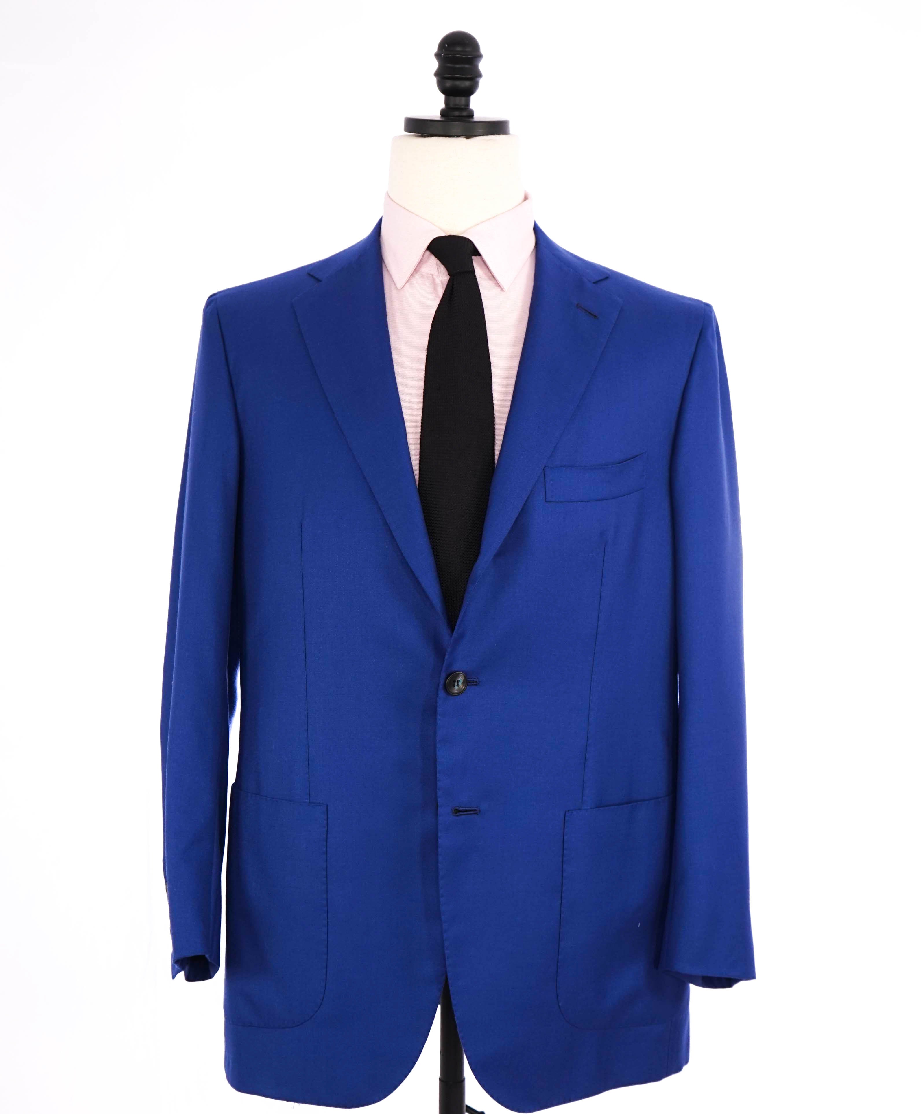 $9,600 KITON - *PURE CASHMERE* Cobalt Blue Patch Pocket 2/3 Roll Blazer - 40R