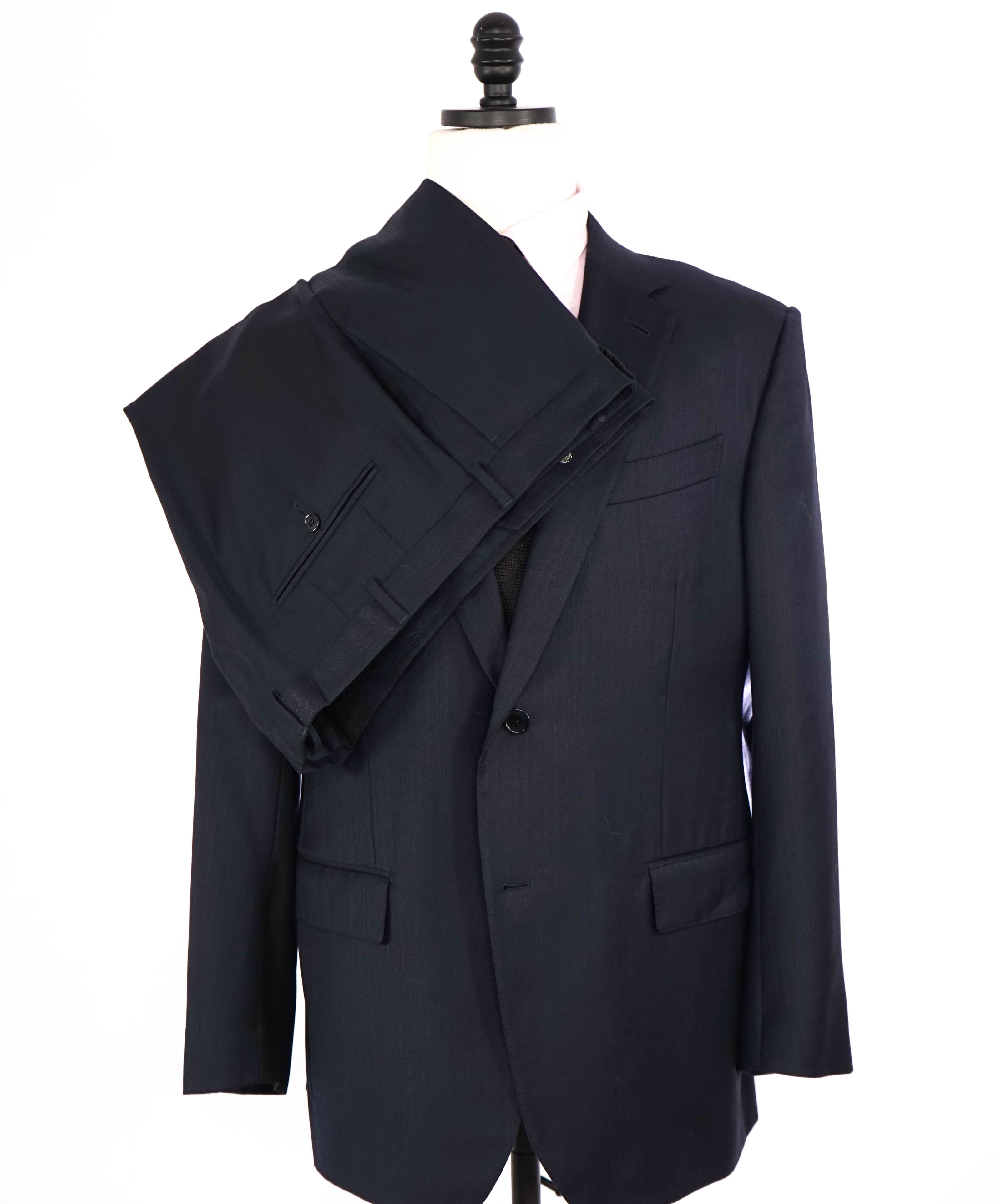 $3,690 ERMENEGILDO ZEGNA -"ACHILLFARM" Wool/Silk Navy Blue Suit - 44R