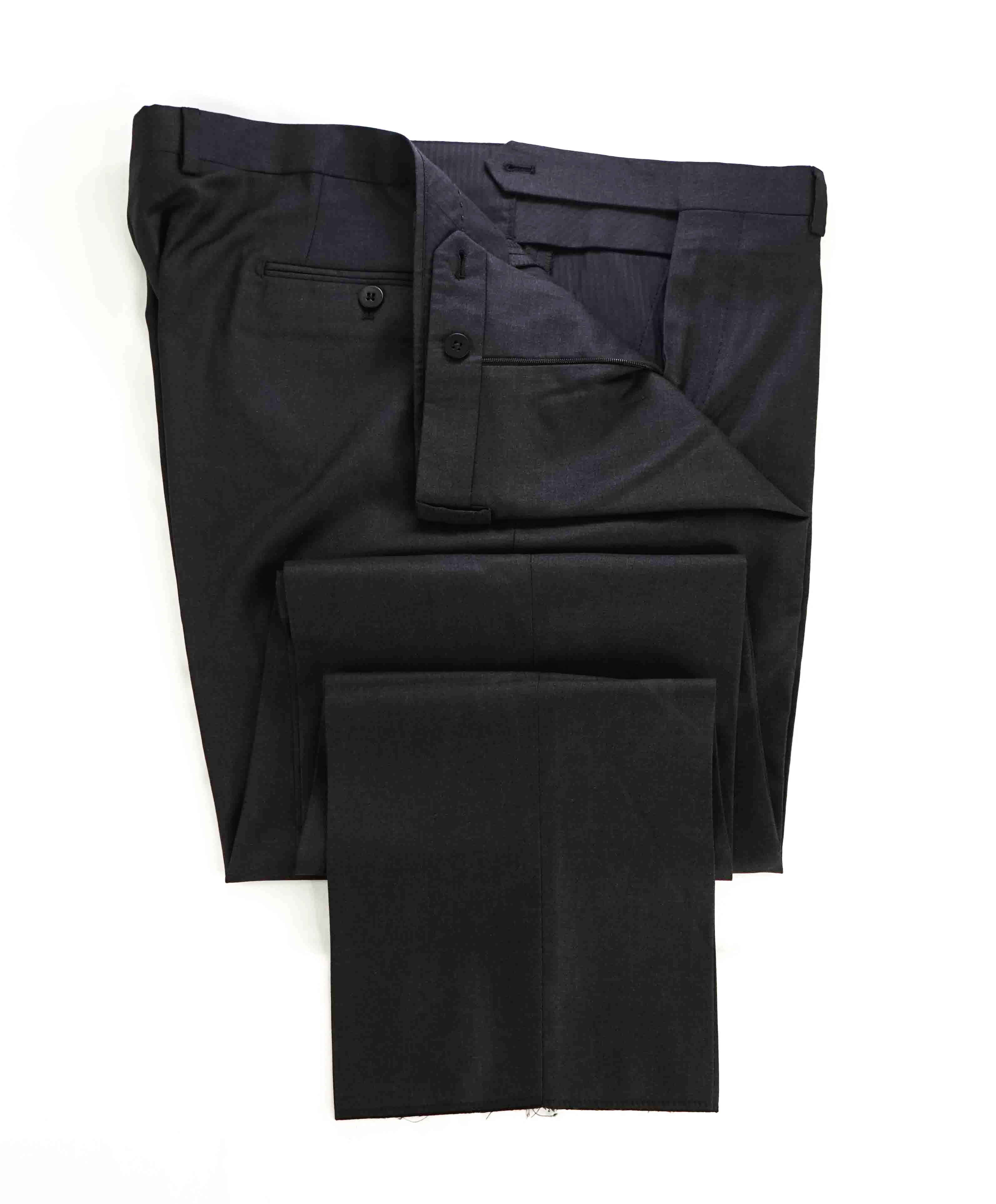 $495 EIDOS - "ELONGATED WAIST TAB" Gray Charcoal Pure Wool Dress Pants - 40W