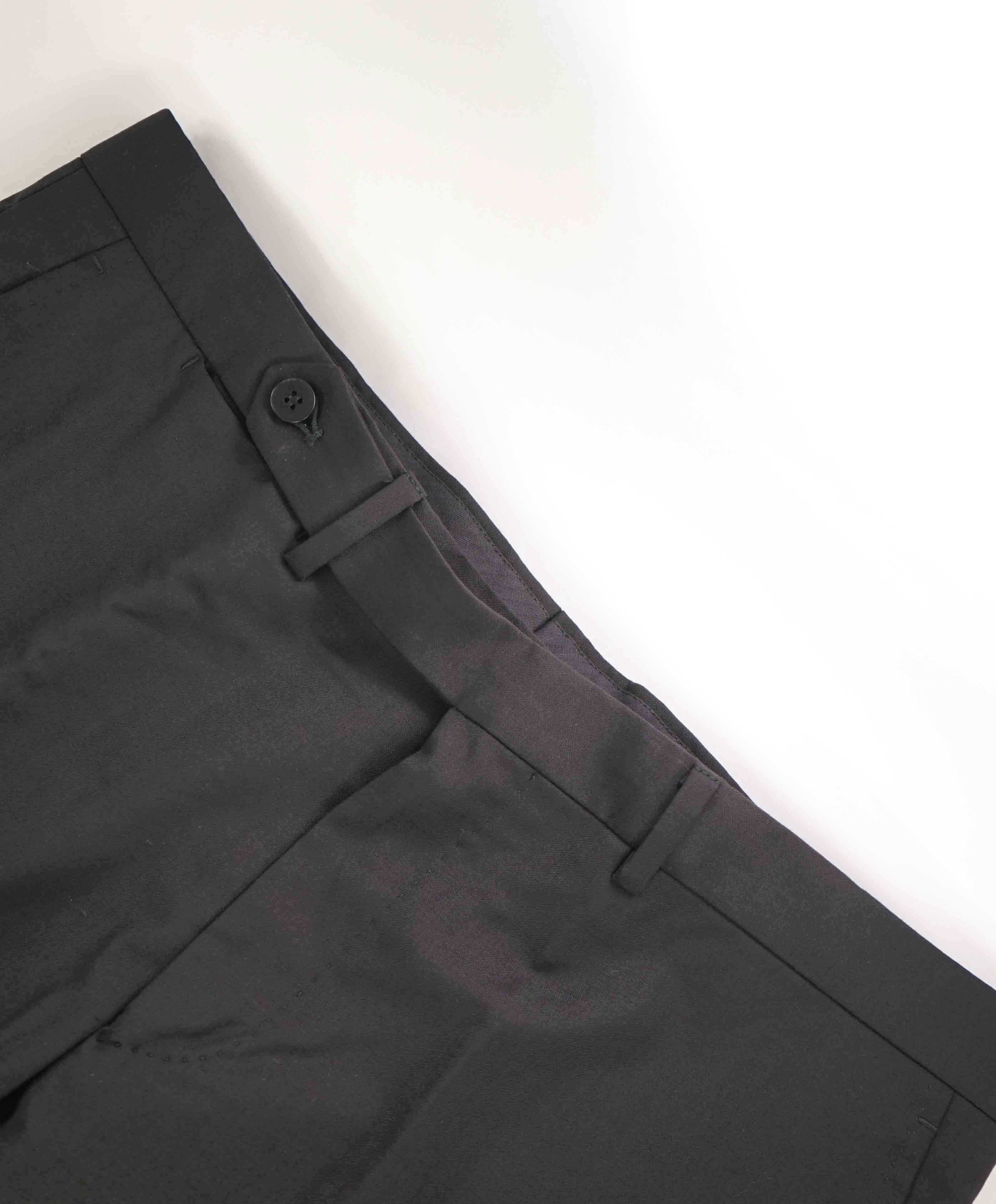 EIDOS - "ELONGATED WAIST TAB" Black Pure Wool Dress Pants - 35W