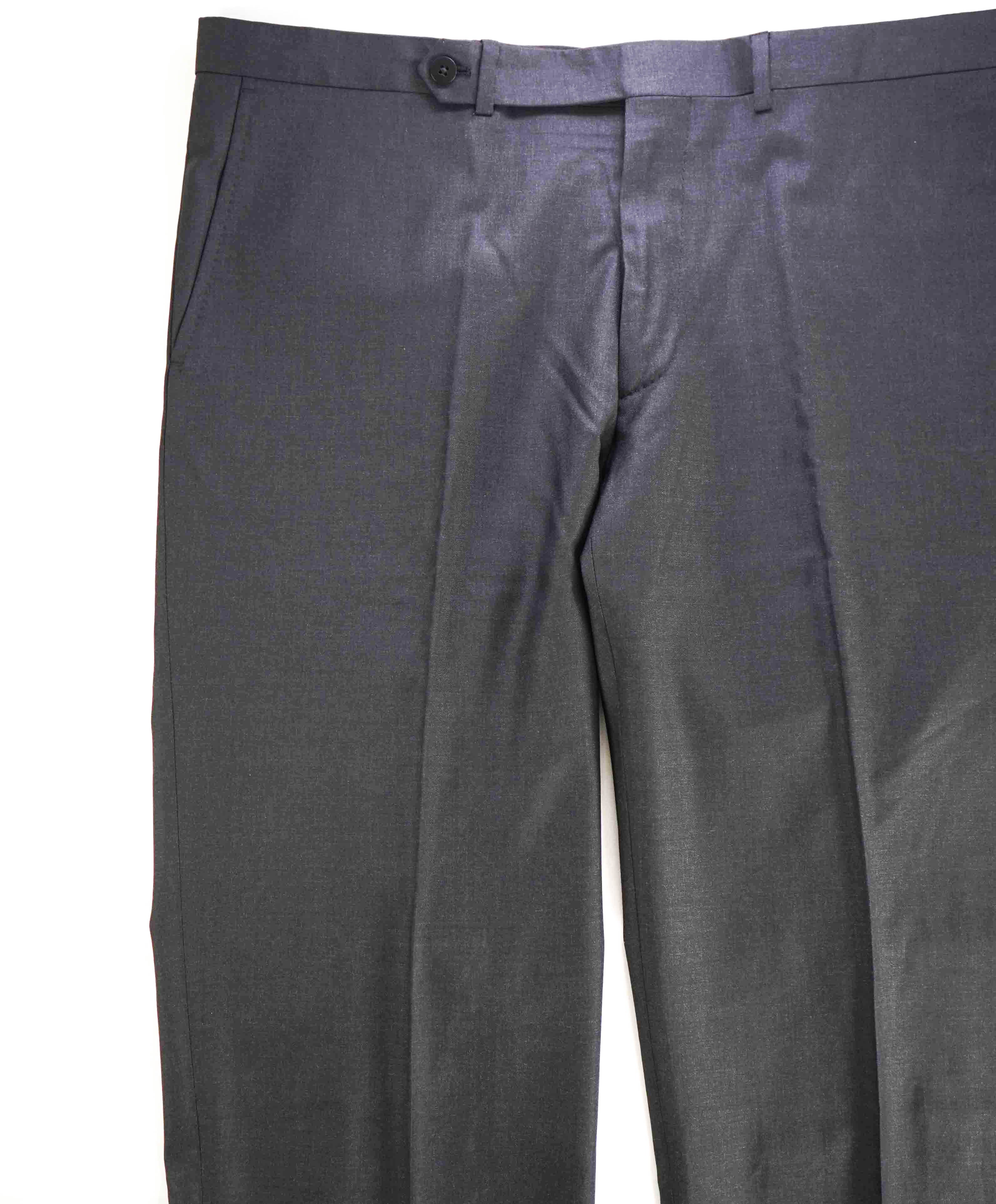 $495 EIDOS - "ELONGATED WAIST TAB" Gray Charcoal Pure Wool Dress Pants - 40W