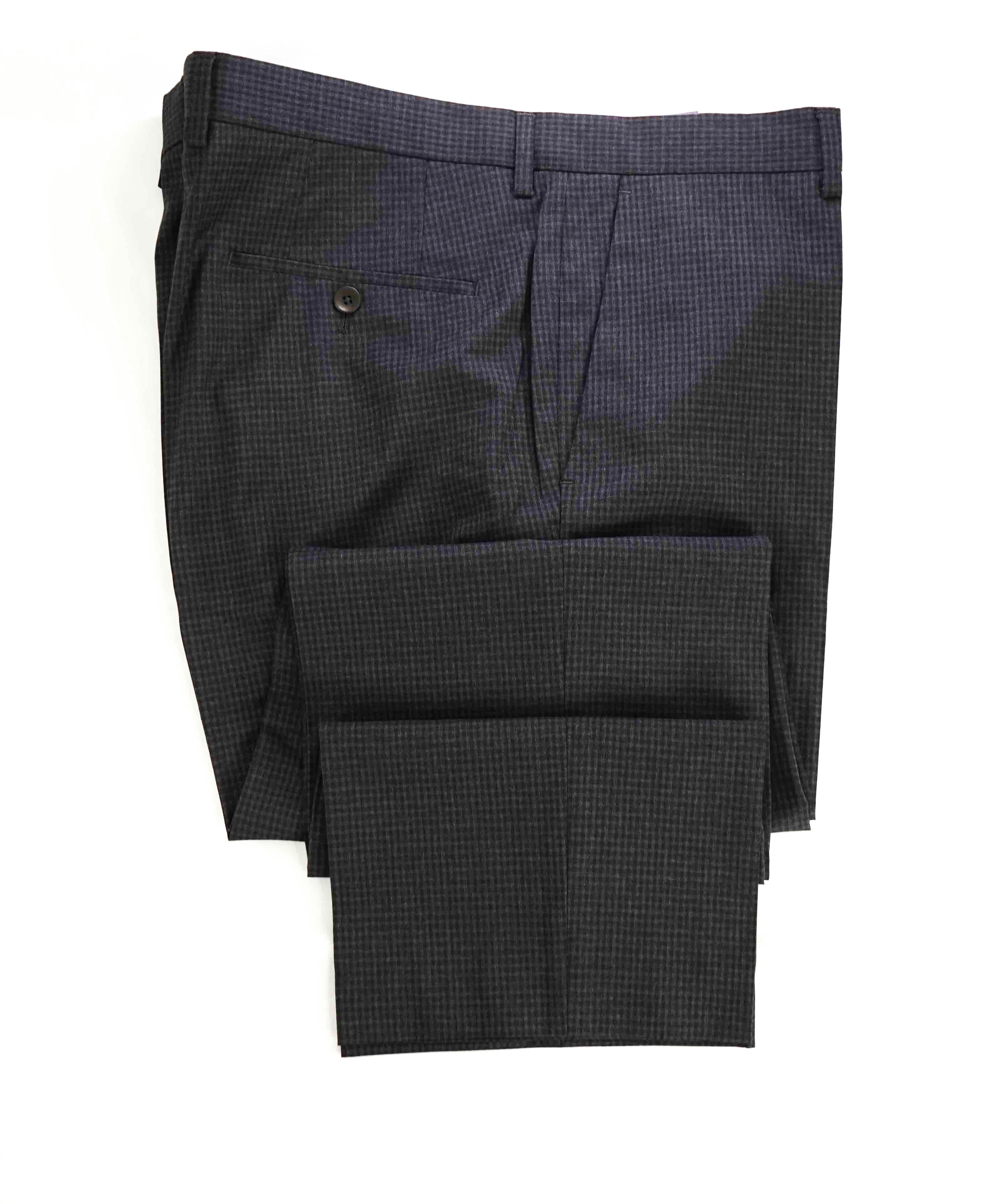 $295 HUGO BOSS - "Genesis2 " Navy / Gray Flat Front Check Plaid Dress Pants -38W