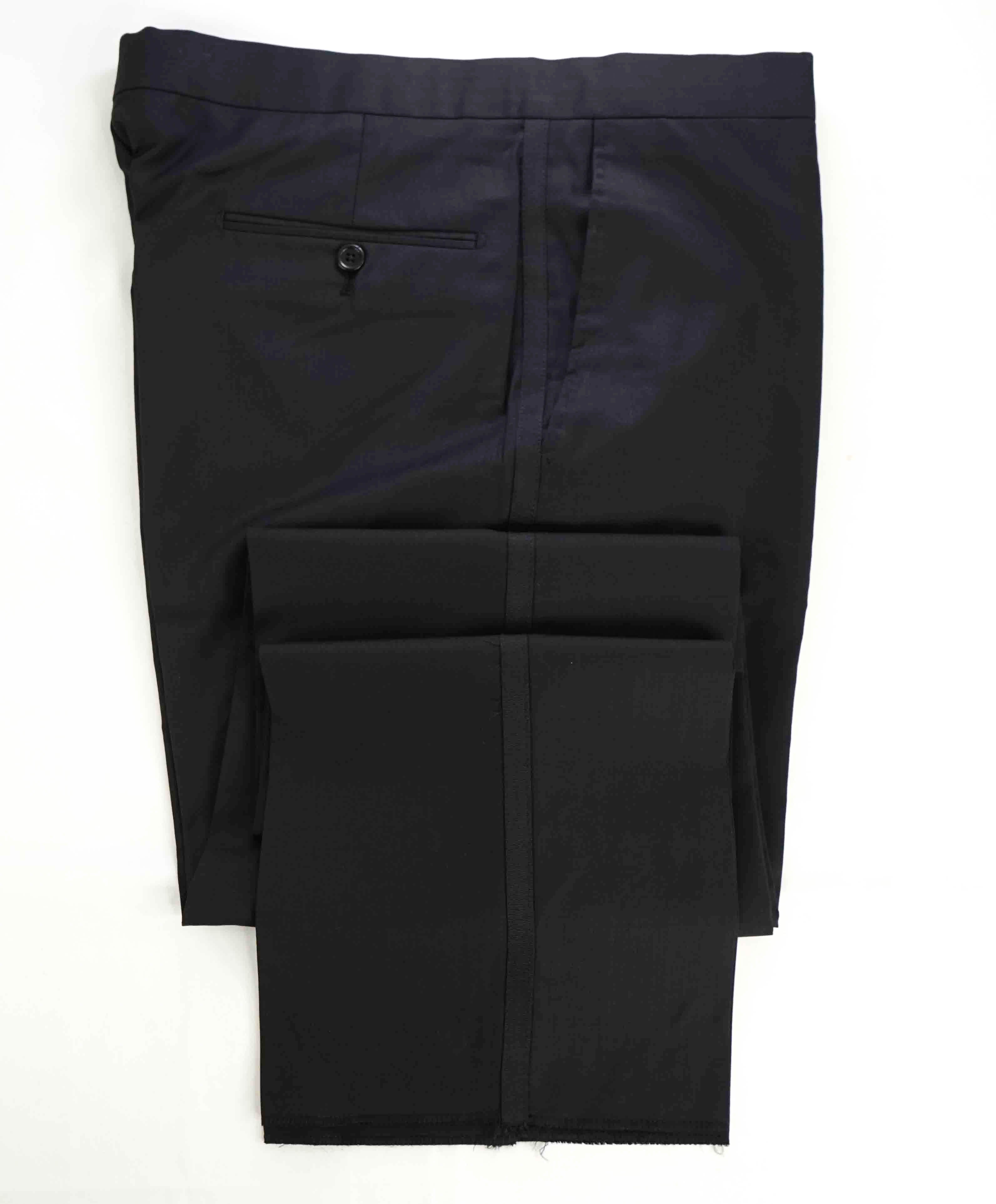 SAKS FIFTH AVE - Black Wool & Silk MADE IN ITALY Flat Front Dress Tux Pants- 34W