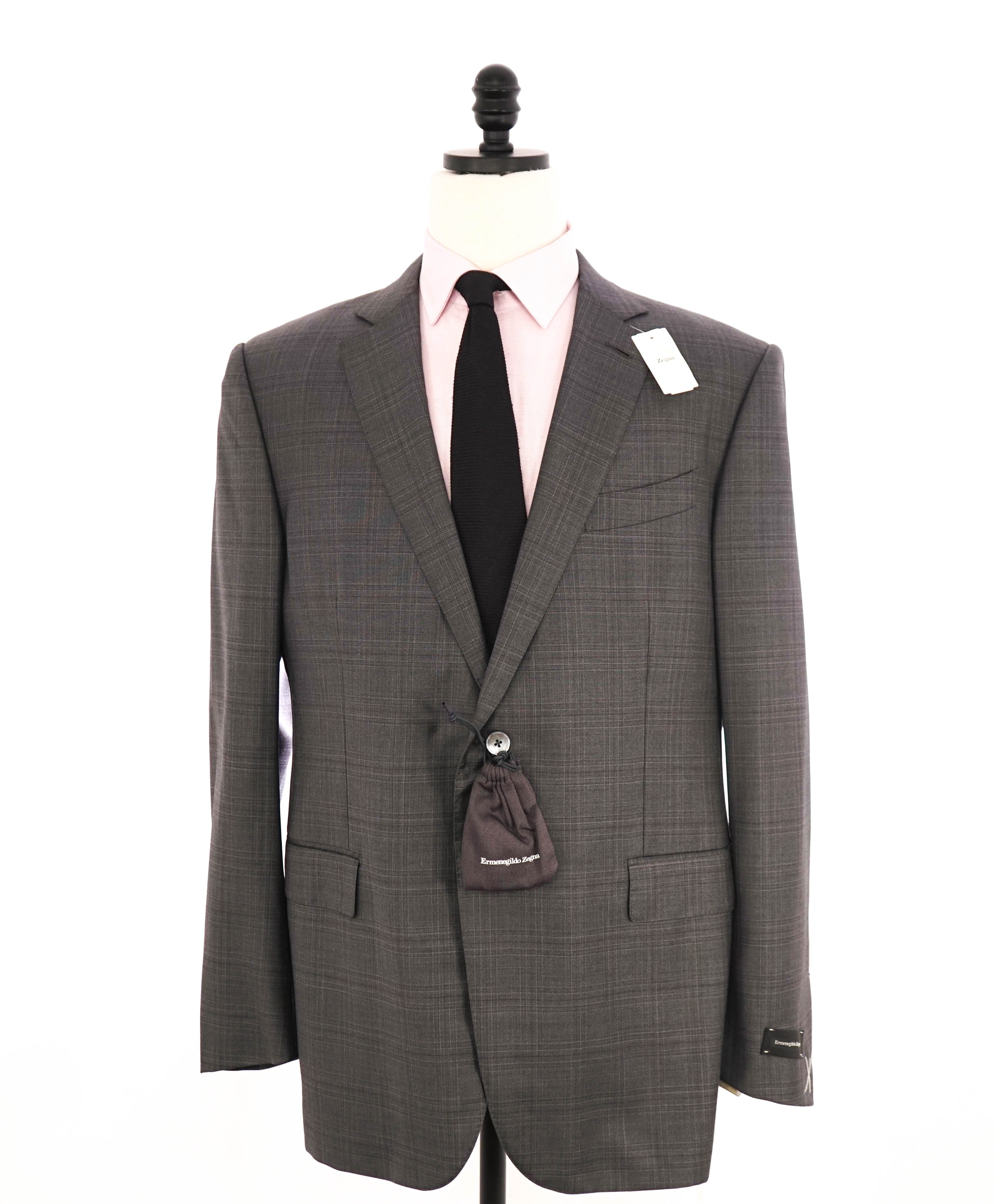 $3,290 ERMENEGILDO ZEGNA- “TORFEO” Gray / Pink Wool Check Blazer- 48R