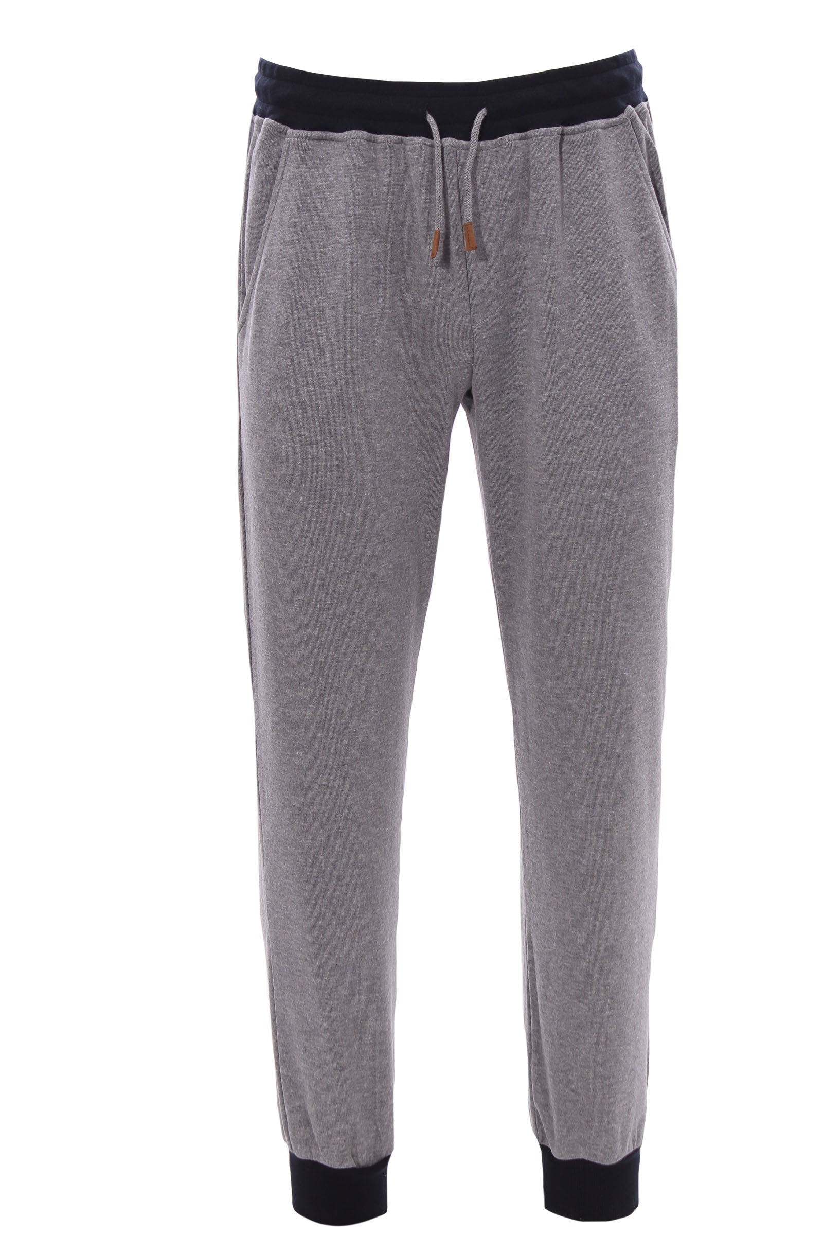 $595 ELEVENTY - Athleisure Cotton Navy/Gray Sweatpants With Suede Tabs - XL