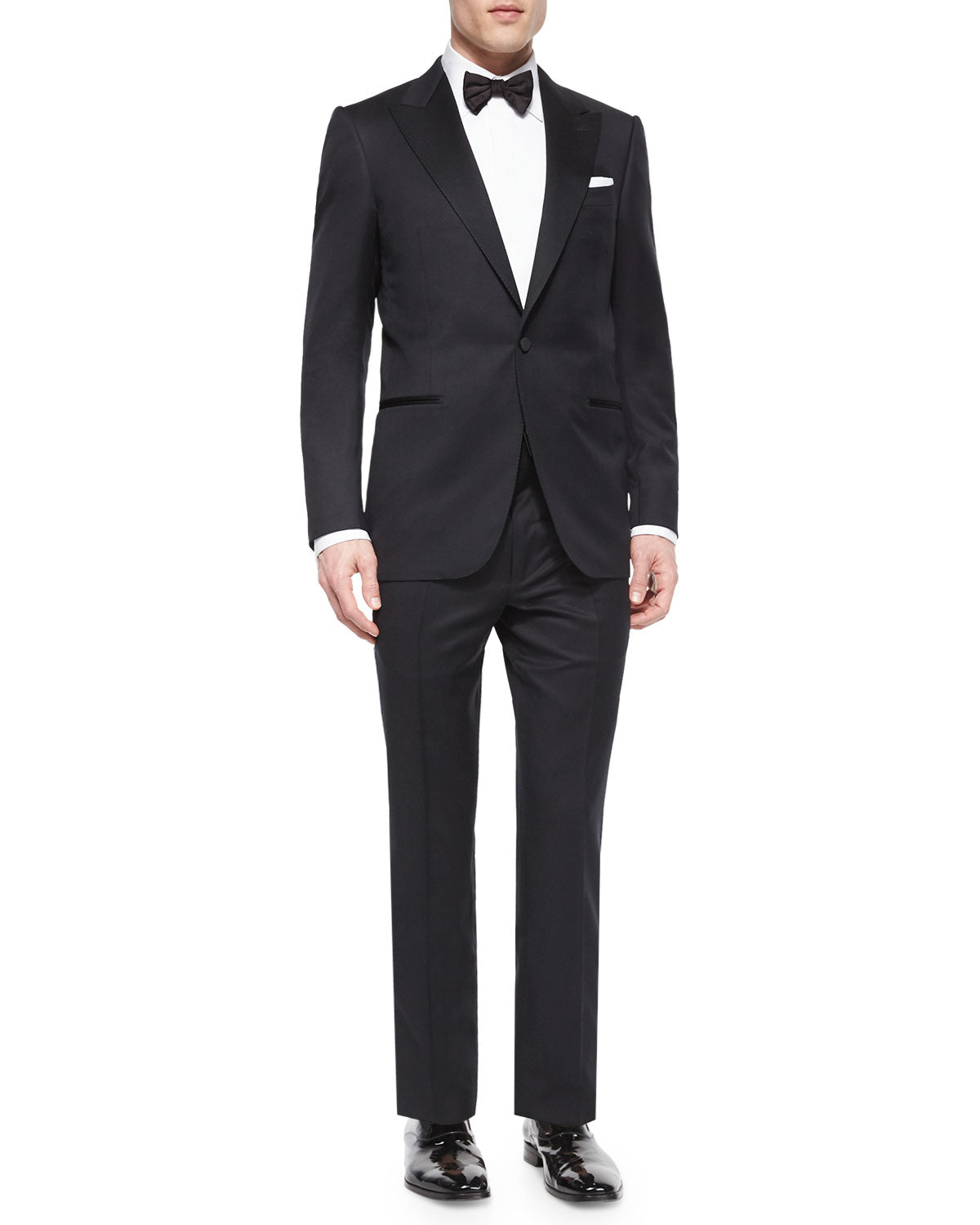 ERMENEGILDO ZEGNA -"MICRONSPHERE MILA" PEAK LAPEL Black Tuxedo - 52R