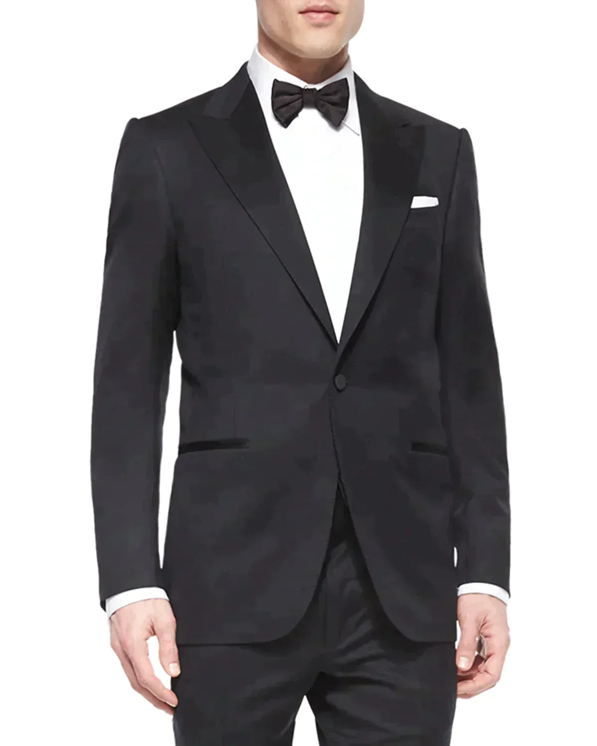 $2,995 ERMENEGILDO ZEGNA - PEAK LAPEL Black Wool Tuxedo Dinner JACKET 1-PC- 46L