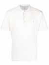$395 ELEVENTY - Logo COTTON/LINEN Henley T-Shirt Ivory - M