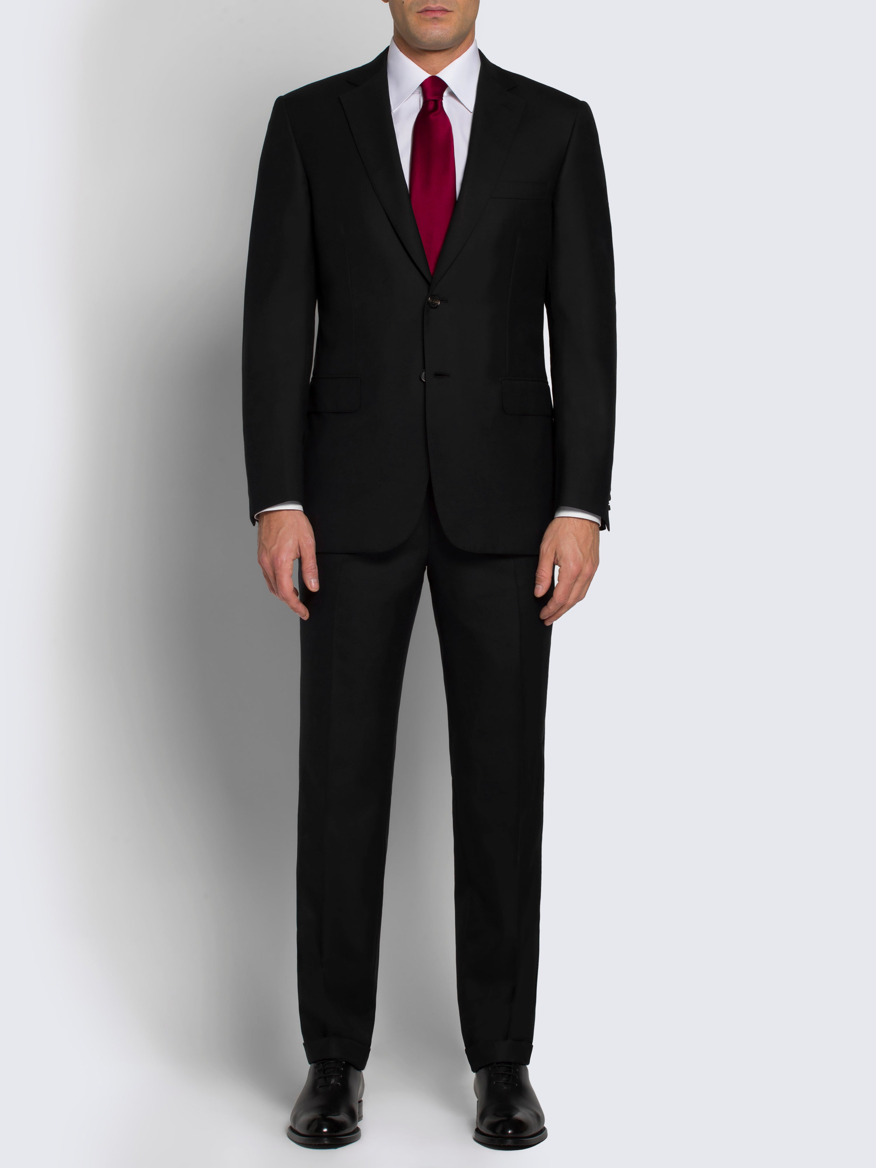 $6300 BRIONI - Classic Solid Black 2-Btn *CELEB FAVE* 160's Suit - 44R