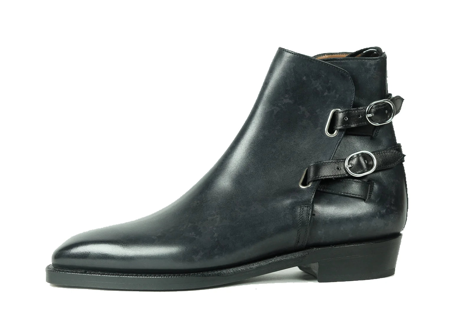 $625 J FITZPATRICK - "Genesee" Black/Gray Side Strap - 9 US 8 UK