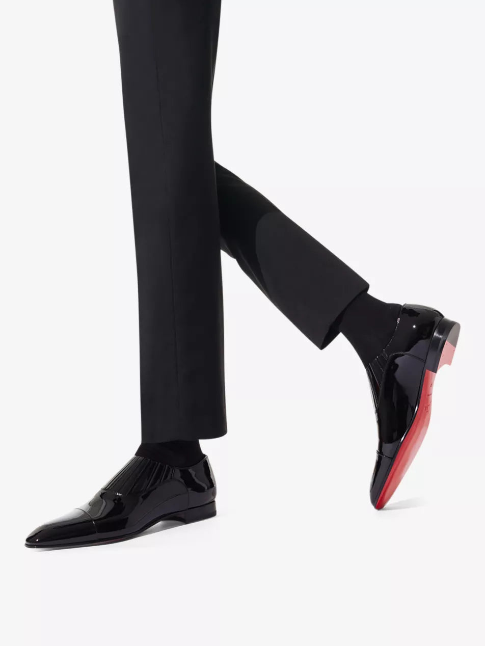 $1,050 CHRISTIAN LOUBOUTIN - *GREG ON* Black Patent Leather Loafers - 10.5 US (43.5 EU)