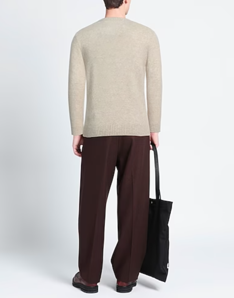 $1,095 ELEVENTY - CASHMERE & SILK Neutral Text Crewneck Sweater - M