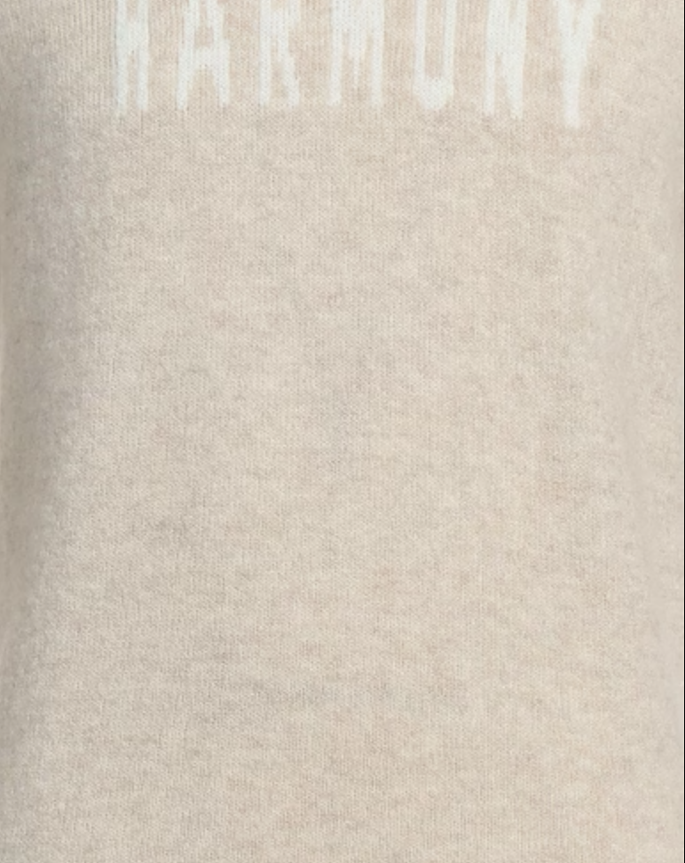 $1,095 ELEVENTY - CASHMERE & SILK Neutral Text Crewneck Sweater - M