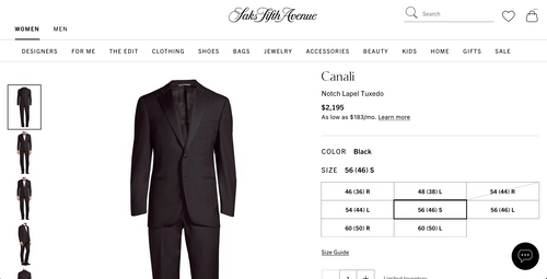 $2,195 CANALI - Black *CLOSET STAPLE* Notch Lapel Tuxedo Suit - 44R 35W