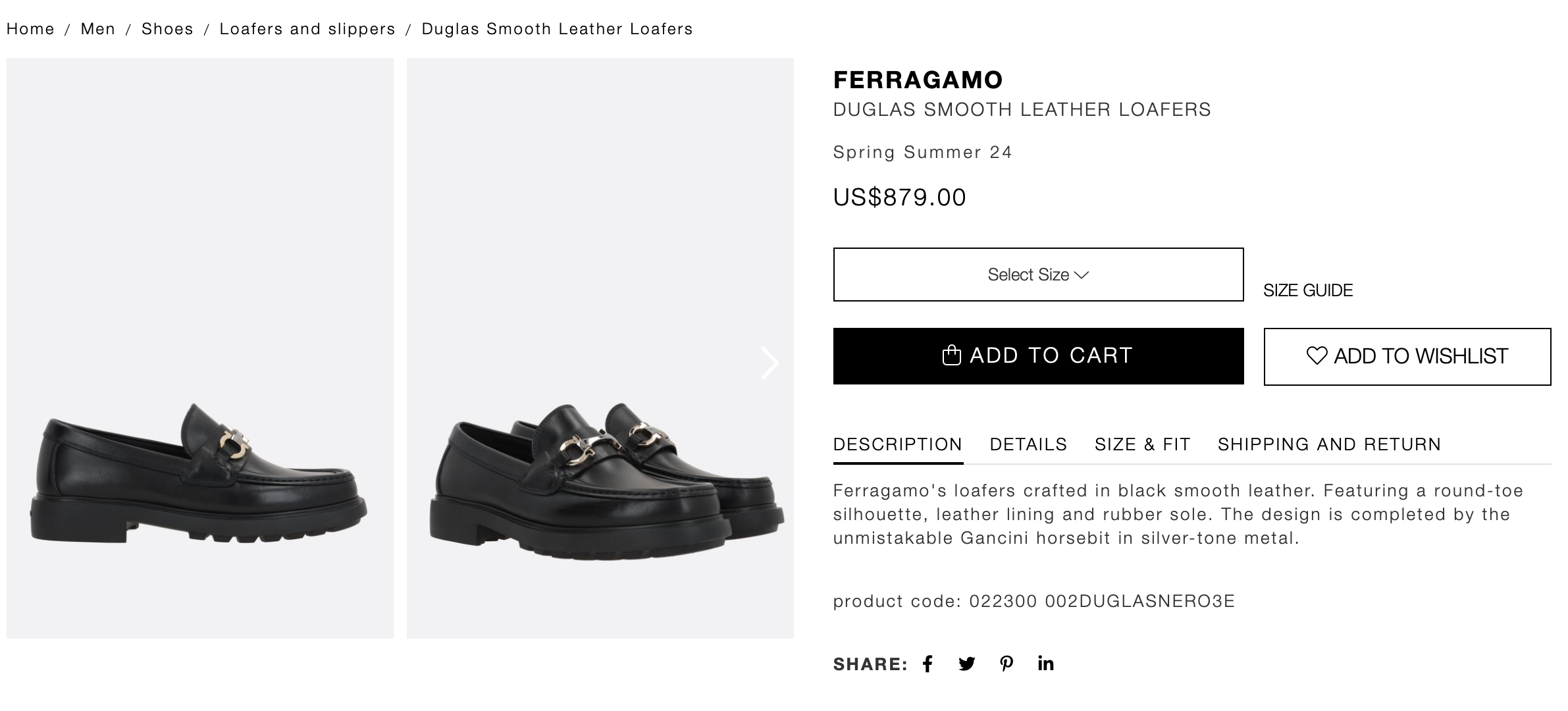 $879 SALVATORE FERRAGAMO - *DUGLAS* Black Lug Sole Gancini Loafer - 11 E US