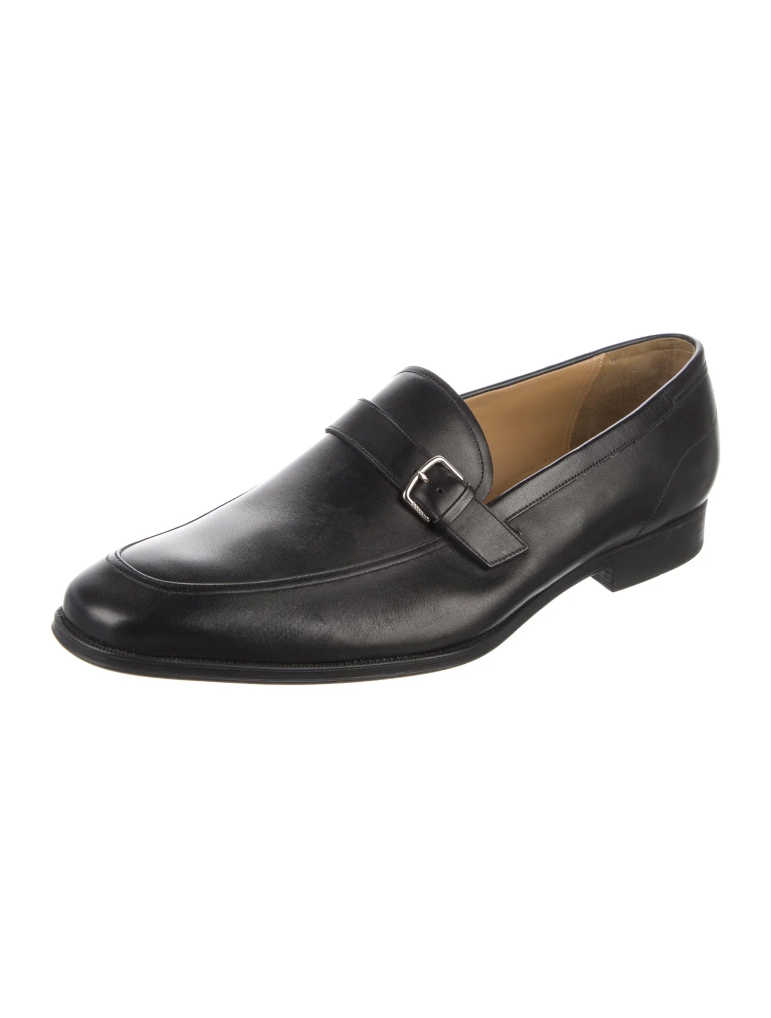 $680 BALLY - Black Logo Buckle Rubber Sole Loafers - 12US