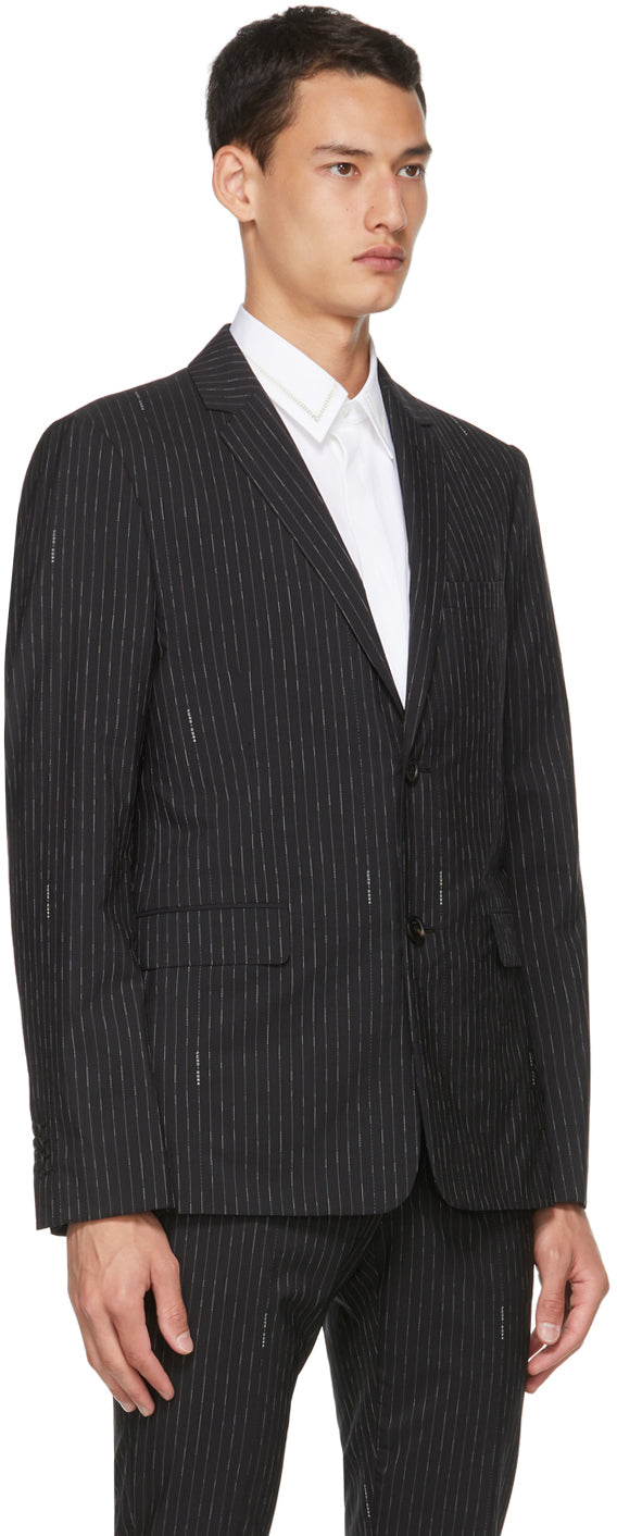 $3,750 FENDI - Logo Pinstripe Black 2-Piece Suit - 40R