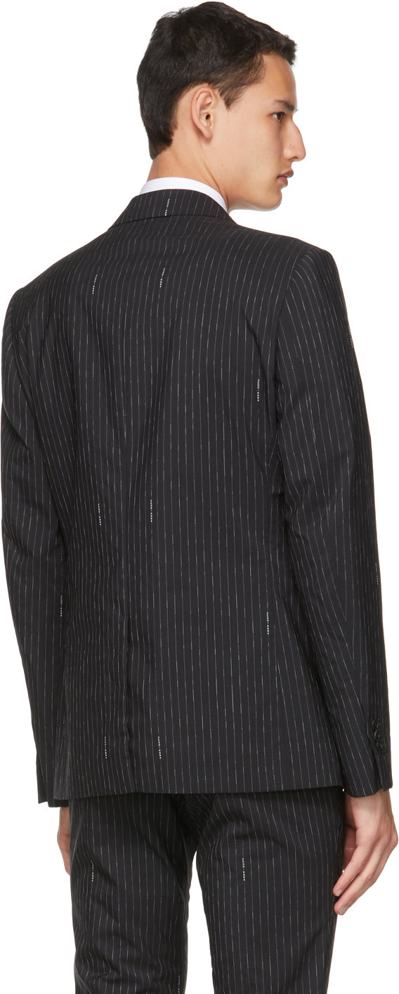 $3,750 FENDI - Logo Pinstripe Black 2-Piece Suit - 40R