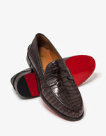 $1,145 CHRISTIAN LOUBOUTIN - *NO PENNY* Brown Crocodile Loafers - 10.5 US (43.5 EU)