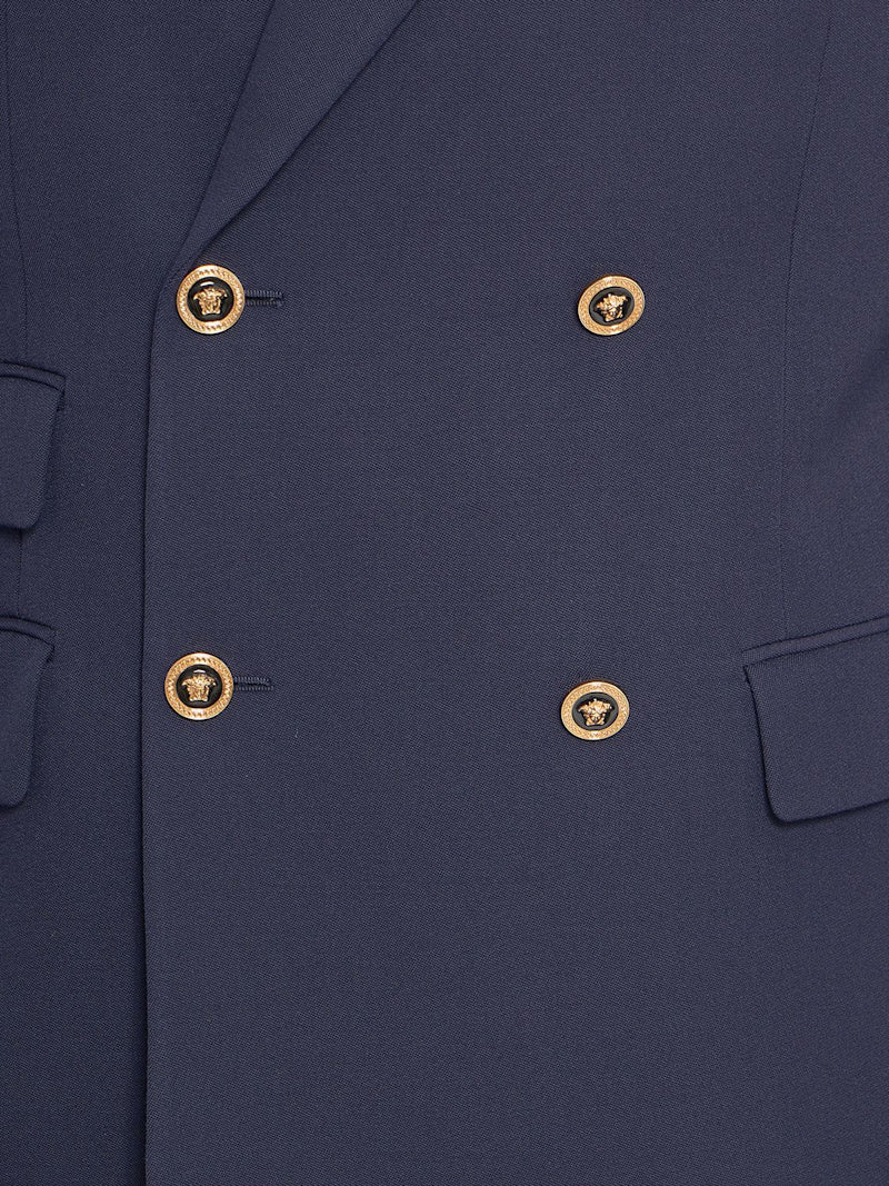 $2,825 VERSACE - (MainLine) Navy Double Breasted MEDUSA BUTTONS Blazer - 40R