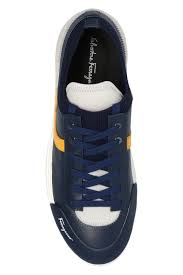 $750 SALVATORE FERRAGAMO - *NOTION 1* Blue/White/Yellow Sneaker - 10 M US