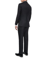 $4,595 ISAIA - "AQUASPIDER" Satin PEAK LAPEL Black Wool Tuxedo - 46R