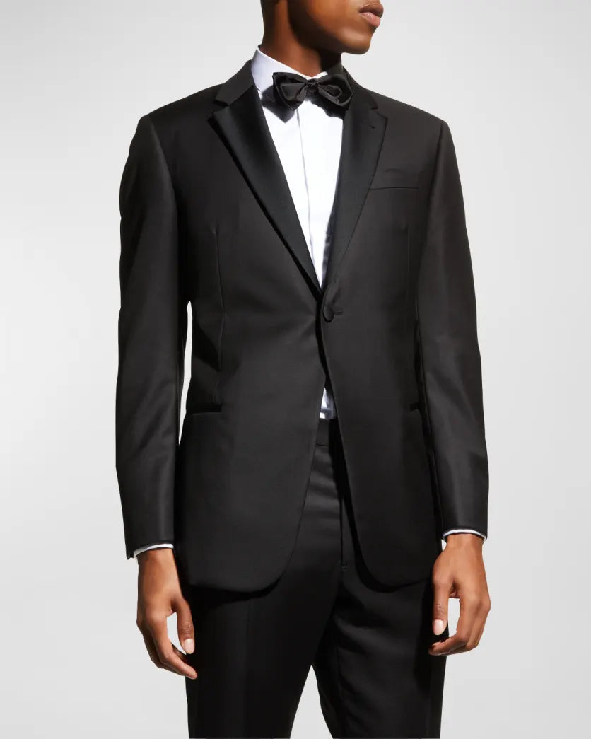 $1,995 EMPORIO ARMANI - “G LINE” 1-Btn Notch Lapel 130's Tuxedo Suit - 50R US