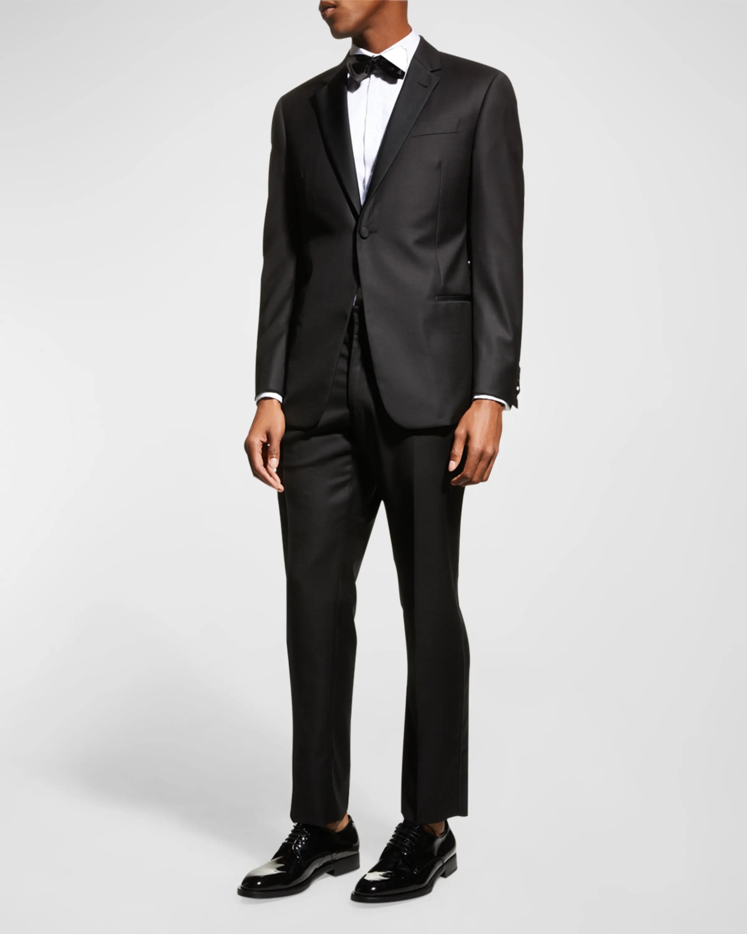 $1,995 EMPORIO ARMANI - “G LINE” 1-Btn Notch Lapel 130's Tuxedo Suit - 44R