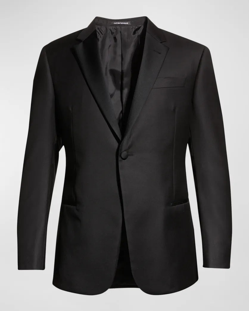 $1,995 EMPORIO ARMANI - “G LINE” 1-Btn Notch Lapel 130's Tuxedo Suit - 36S