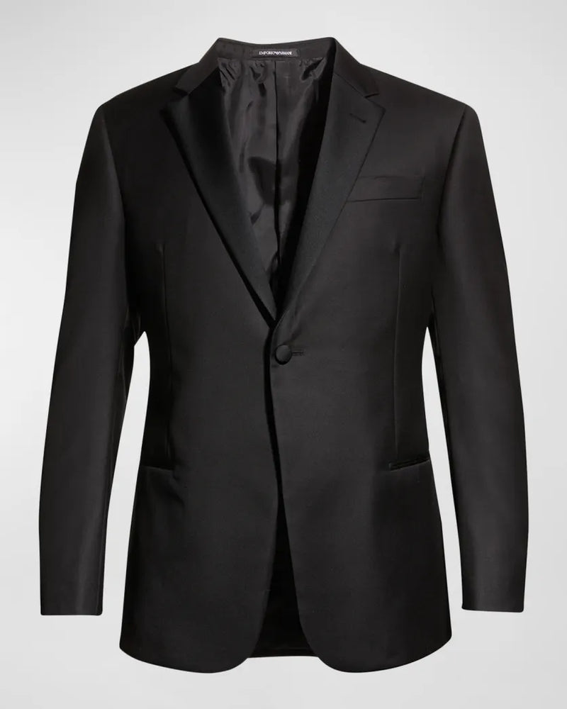 $1,995 EMPORIO ARMANI - “G LINE” 1-Btn Notch Lapel 130's Tuxedo Suit - 48R