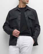 $1,690 ZEGNA (ERMENEGILDO) - OASI Linen BLACK/GRAY Over Shirt Chore Jacket - L