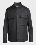 $1,690 ZEGNA (ERMENEGILDO) - OASI Linen BLACK/GRAY Over Shirt Chore Jacket - L