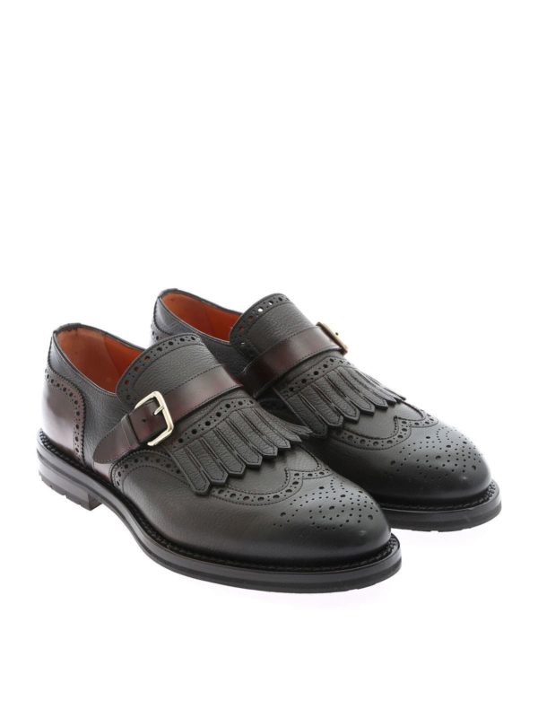 $1,195 SANTONI - Brogue Single Monk LUG SOLE Kilt Loafers - 11 US (10 IT)