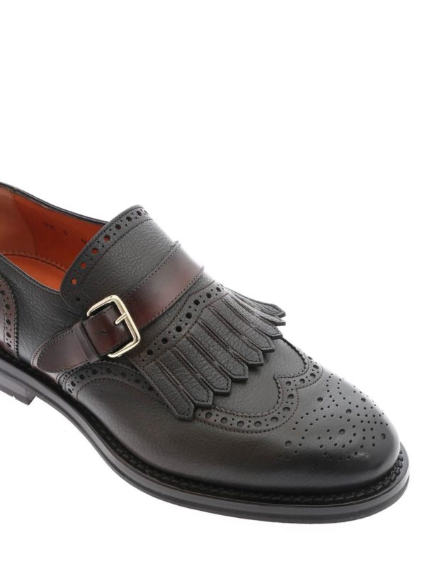 $1,195 SANTONI - Brogue Single Monk LUG SOLE Kilt Loafers - 11 US (10 IT)