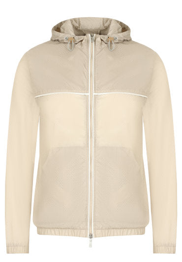 $1,645 ELEVENTY - Neutral Perforated Nylon Hooded Rain Jacket Coat- 40R