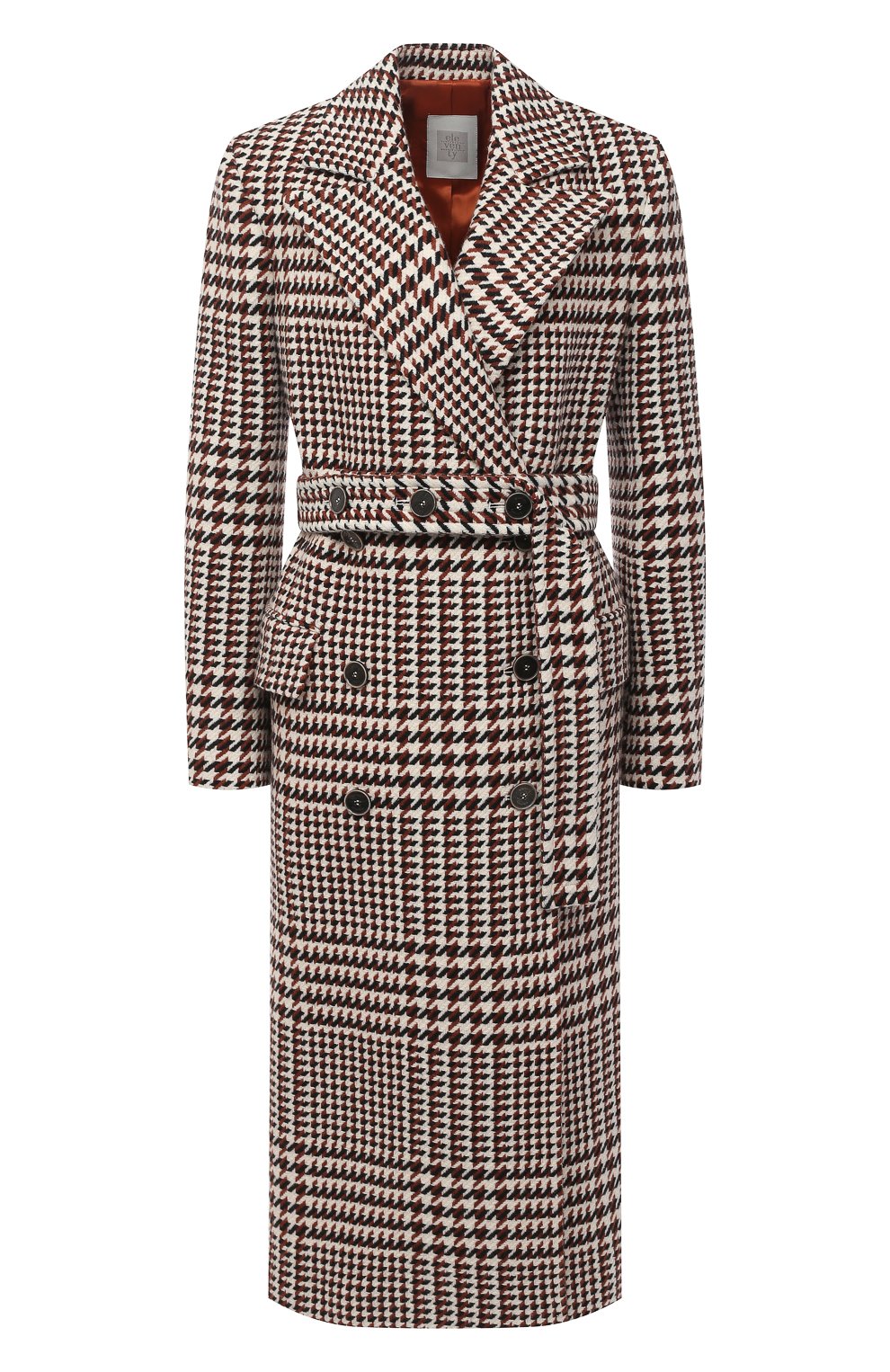 $3,200 ELEVENTY - Double-Breasted Ivory Bold Houndstooth Wool Coat - L 8US (44EU)