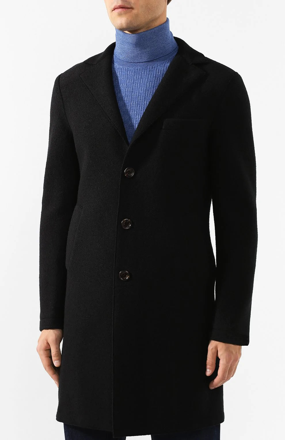 $1,395 ELEVENTY - Black Essential Pure Wool Top Coat - 38 US (48EU)