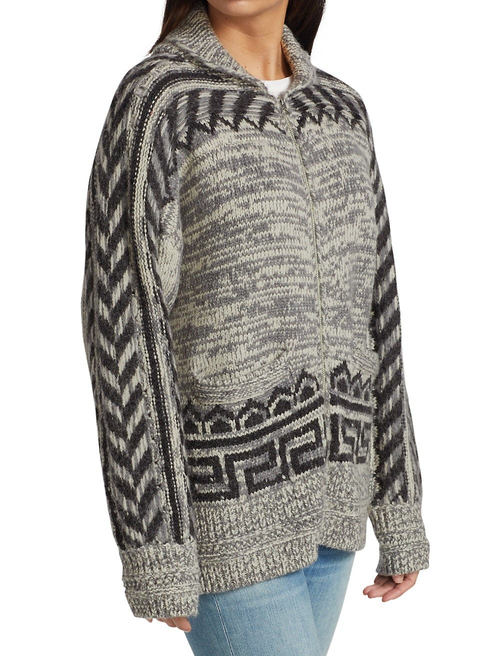 $695 RAG & BONE - "COWICHAN" ALPACA WOOL Fair Isle Cardigan Sweater - XS