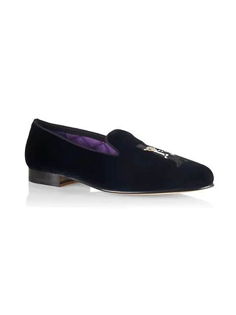 $800 RALPH LAUREN PURPLE LABEL - POLO "ALONZO" BEAR Navy Blue Loafers - 10.5