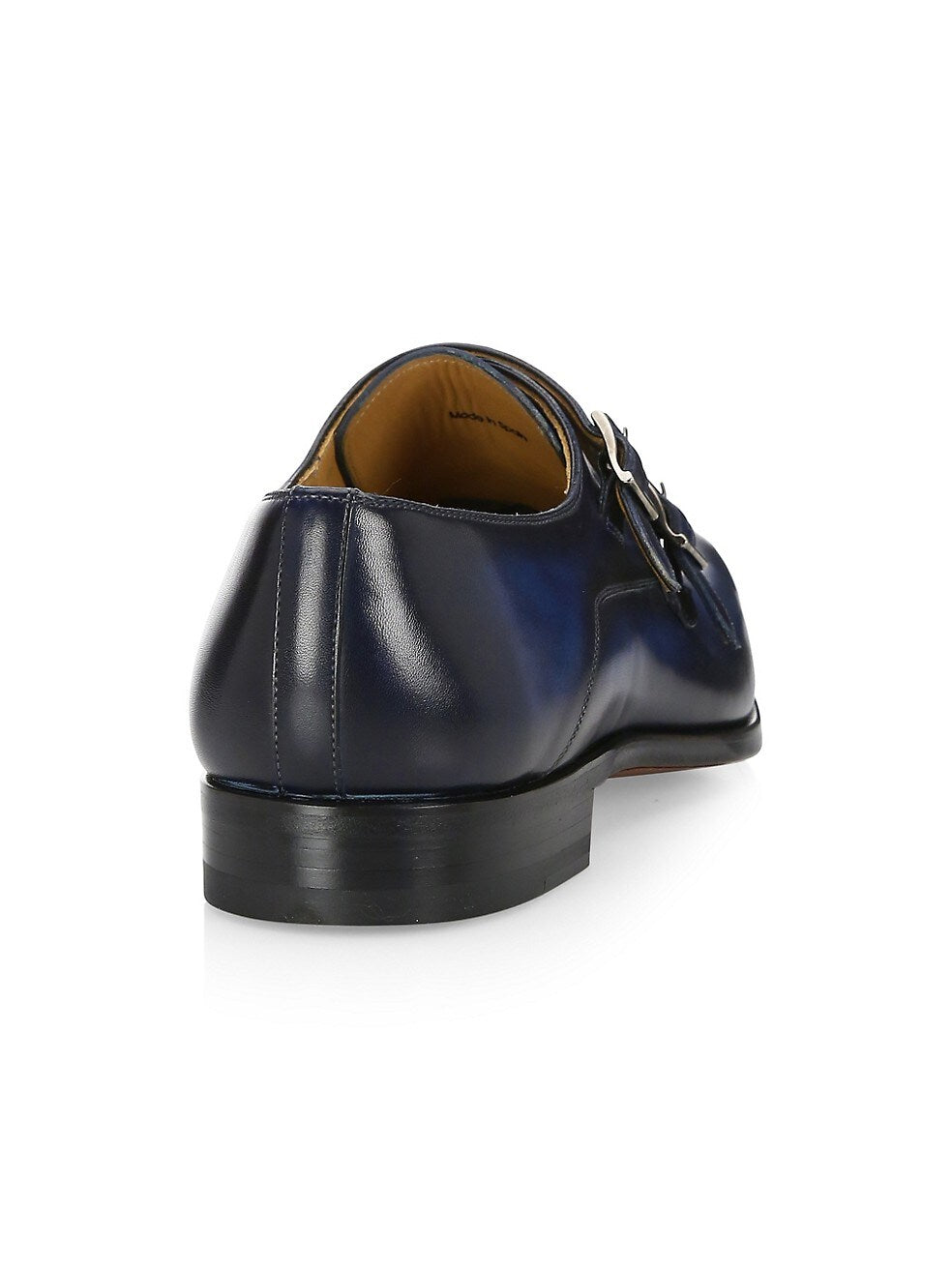 MAGNANNI - Navy Blue Patina Double Monk Strap Derby Loafers - 8.5