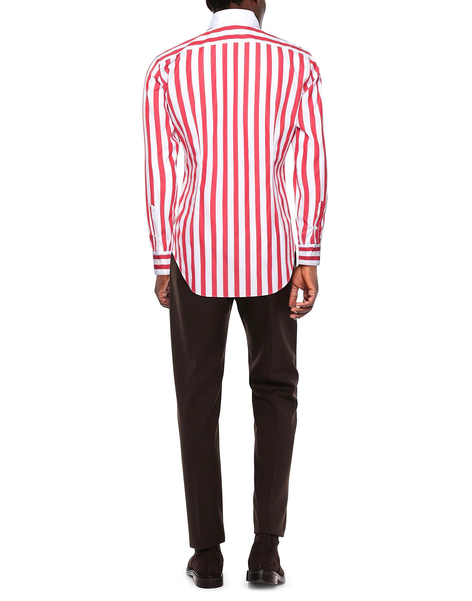 $395 ELEVENTY - Red/White *Wide Spread Contrast Collar* Button Dress Shirt - M